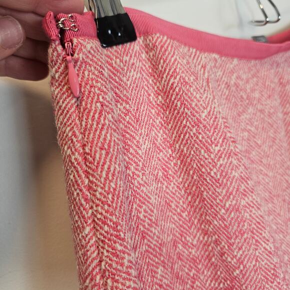 Ann Taylor NWT Pink and‎ White Wool Blend Preppy Knee Length Skirt Size 6 - Picture 5 of 7